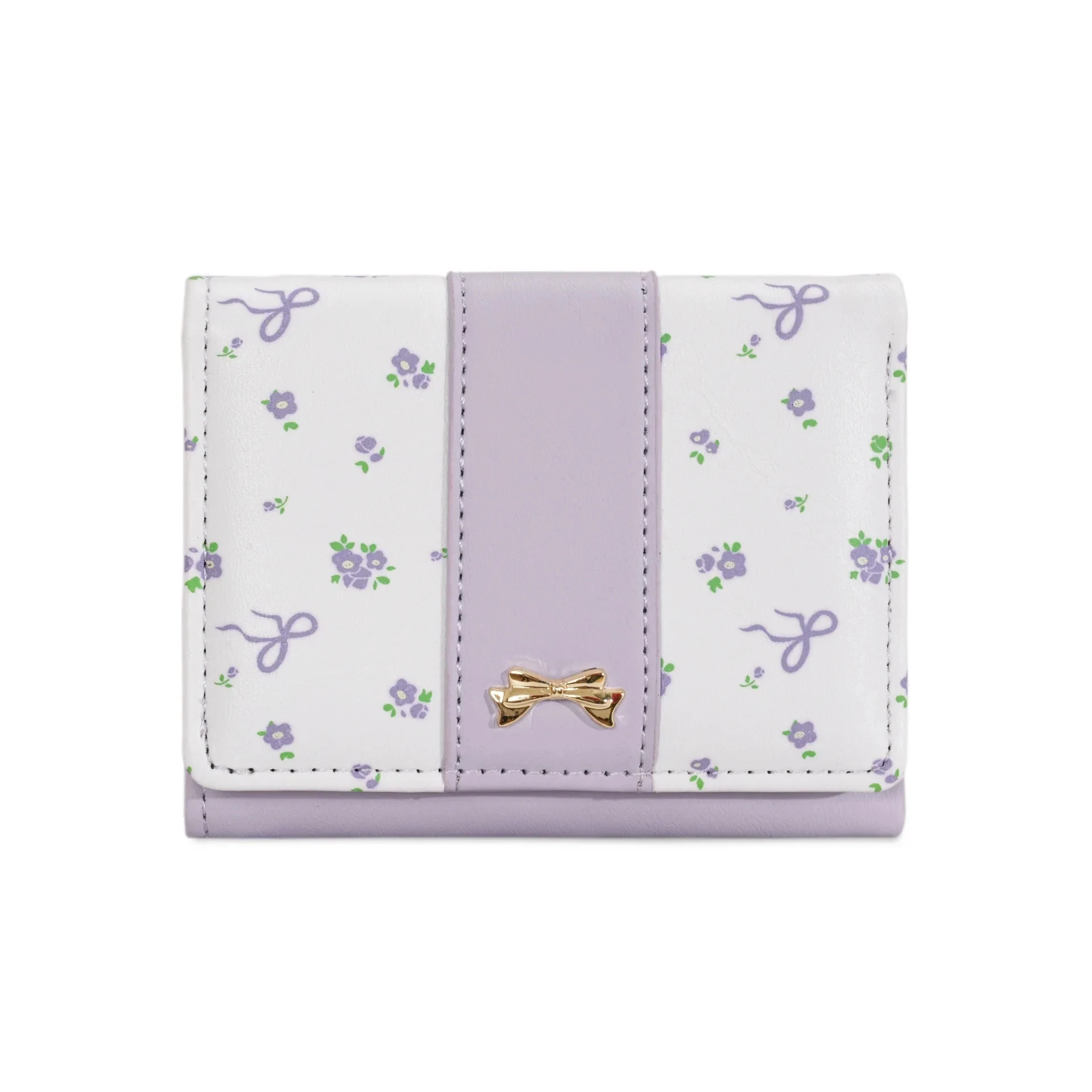 Chic Floral Bow Women's Tri-Fold Wallet with Multi-Card Slots