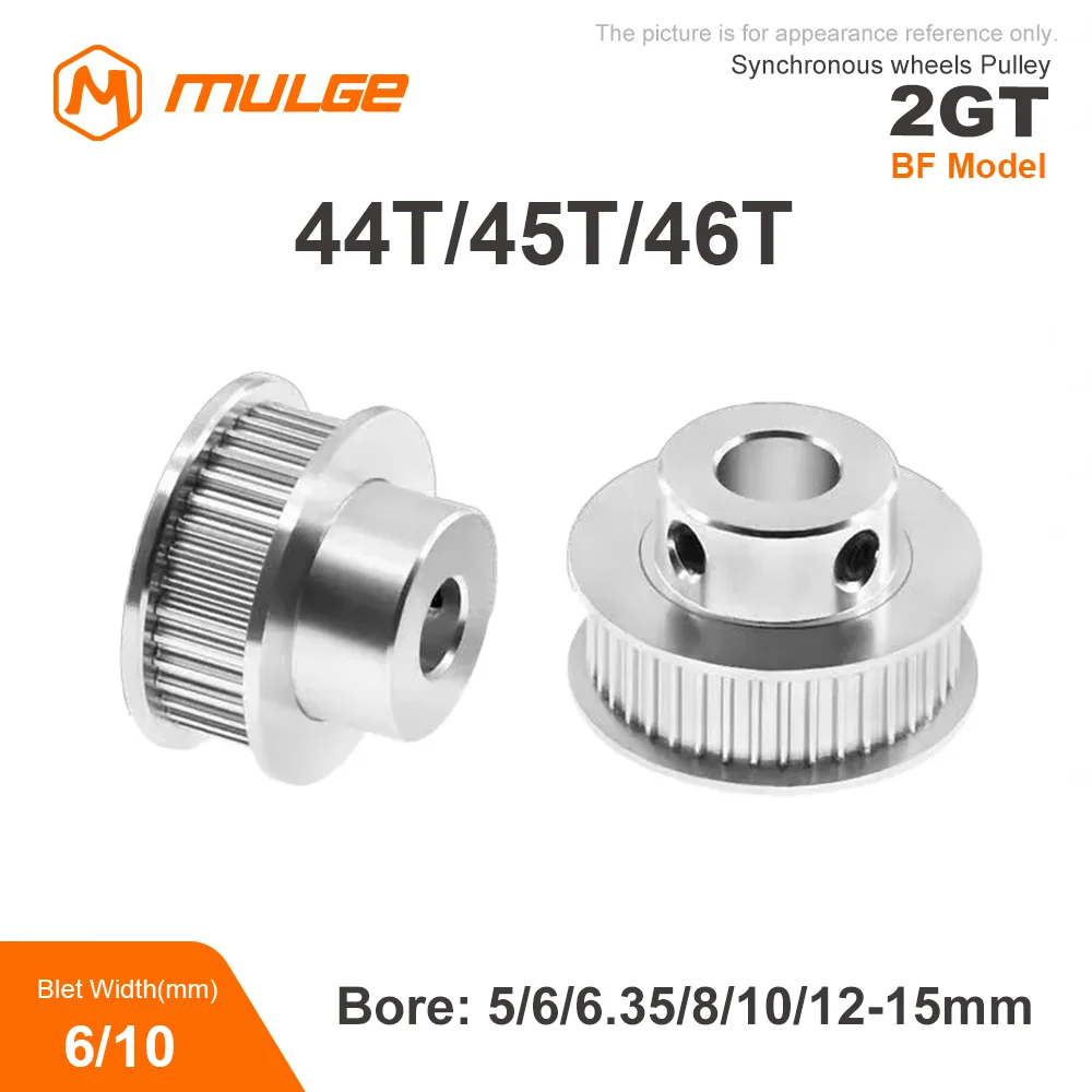 

GT2 BF Timing Pulley 2GT 44T/45T/46T Tooth Teeth Bore 5/6/6.35/8/10-15mm Synchronous Wheels Width 6/10/mm Belt 3D Printer Parts