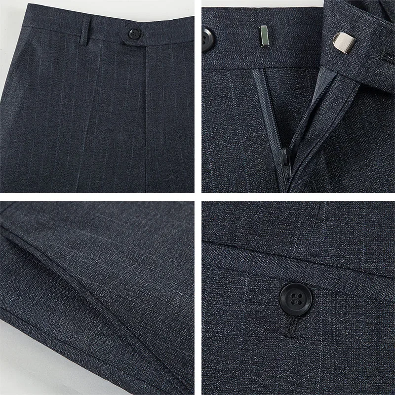 Summer Business Thin Suit Pants For Men Size 29-56 Spring Autumn Male Formal Solid Silk Long Dress Pants Baggy Office Trousers 6