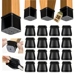 Silicone Chair Leg Protectors with Felt Pads - Black, 16 - Pack, Anti - Scratch Floor Protection - M (Black)