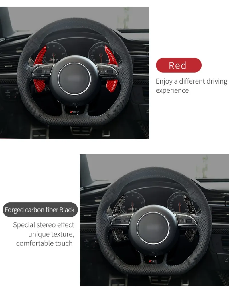 T-carbon Carbon Fiber Steering Wheel Paddle Shift For Audi A3 A4 A5 A6 A7 A8 Q3 Q5 Q7 TT S3 S5 R8 2012-2014