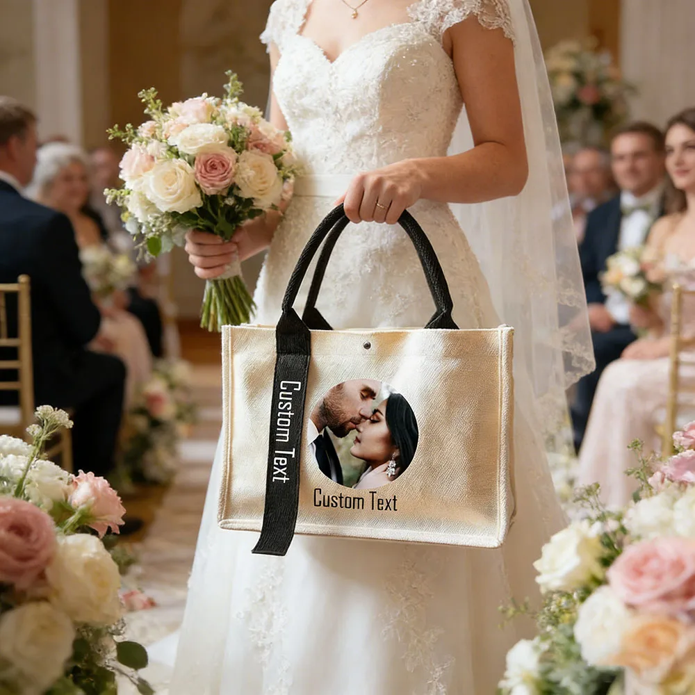 Personalisierte Tasche von Foto, individuelle Geschenktüte für Sie, personalisierte Geschenktüte für Paare, Braut-Canvas-Tragetasche, individueller Text, Mutter-Geschenk – Detail 5