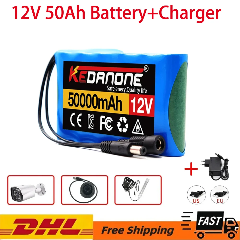 

2024 Durable 12V 50000mah Lithium Battery Pack Capacity DC 12.6V 50Ah CCTV Camera Monitor,fishing lights,xenon lamp,loudspeakers