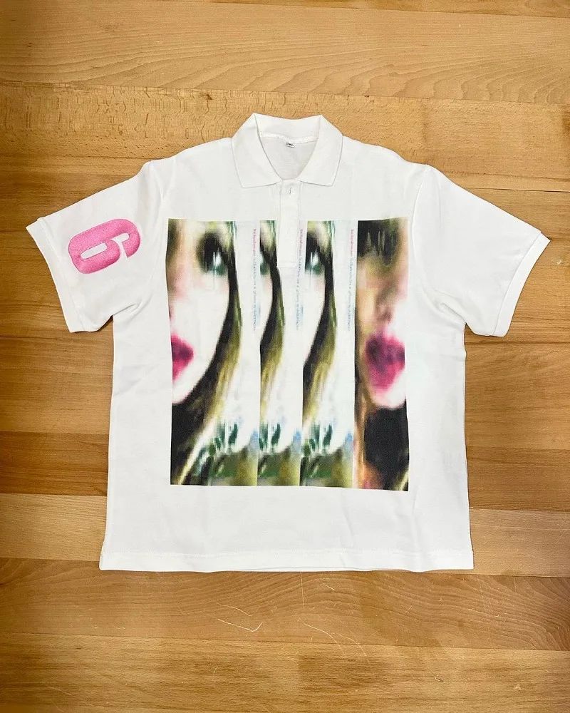 

Футболка Y2k в стиле Харадзюку, уличный топ в стиле ретро с мультяшным принтом, с отложным воротником и короткими рукавами, Повседневная модная Универсальная футболка для пар, свободного покроя