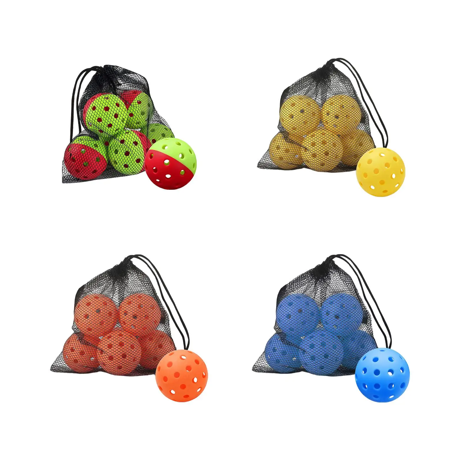 Pack of 6 Pickleball Balls Outdoor pickle balls with net bag for tournament play