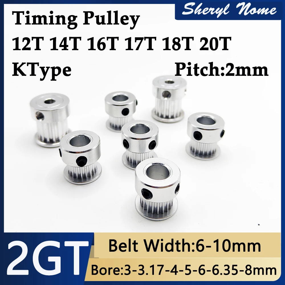 2GT Synchronous Pulley 3D Printer Accessories 12 14 16 17 18 20teeth GT2 Timing Belt