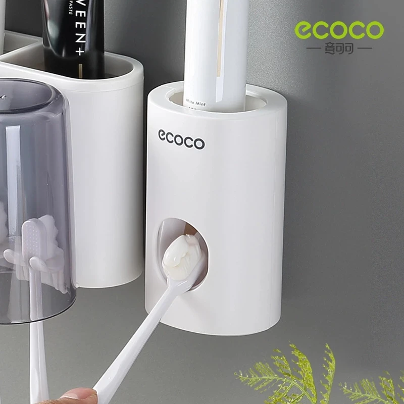 

Автоматический диспенсер для зубной пасты ECOCO, настенный держатель для зубной пасты, стеллаж без перфорации, аксессуары диспенсер для зубной пасты для ванной