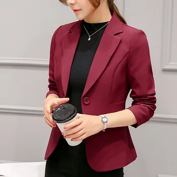 Women's Blazer 2022 Red Long Sleeve Blazers Pockets Jackets Coat Slim Office Lady Jacket Female Tops Suit Blazer Femme Jackets 6