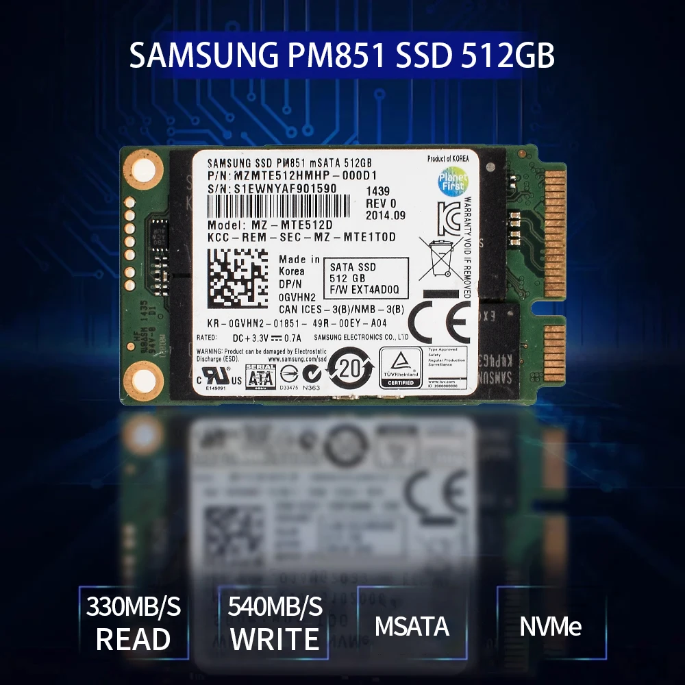 Samsung PM851 mSATA 128GB 256GB 512GB SSD interno 1,8 polegadas