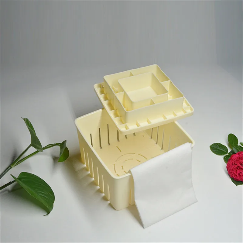 Hot DIY Plastic Tofu Press Mould Homemade Tofu Mold Soybean Curd Making Mold With Cheese Cloth Kitchen Cooking Tool Set