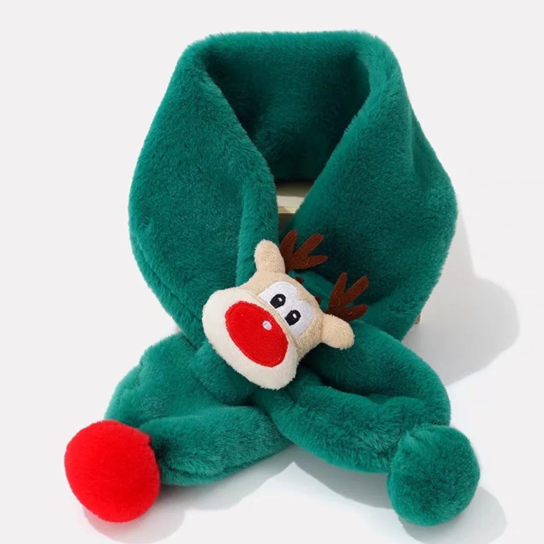 Children's scarf Christmas Moose Design bib Christmas Autumn Winter Fluffy New Year thickening to keep warm