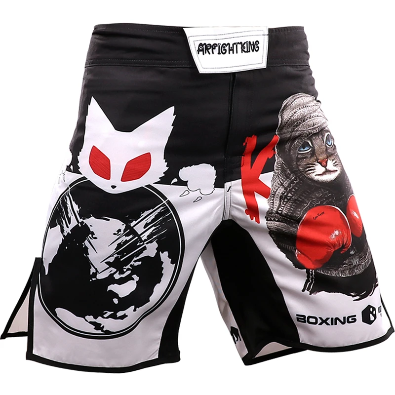 Men Cat Thai Shorts Boxing Shirts Fitness Training BJJ Kickboxing Shorts Kids MMA Muay Thai Grappling Trunks ARFIGHTKING mma shorts