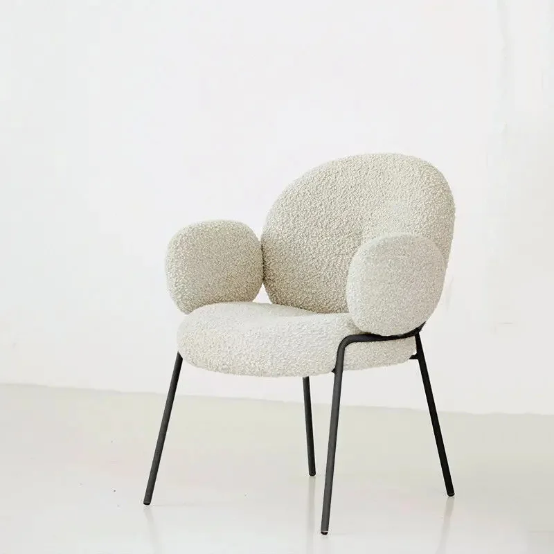 

Nordic Minimalist Restaurant Dining Chair Gaming Outdoor Luxury Lamb Velvet Chair Office Designer Makeup Backrest Dresser Chair