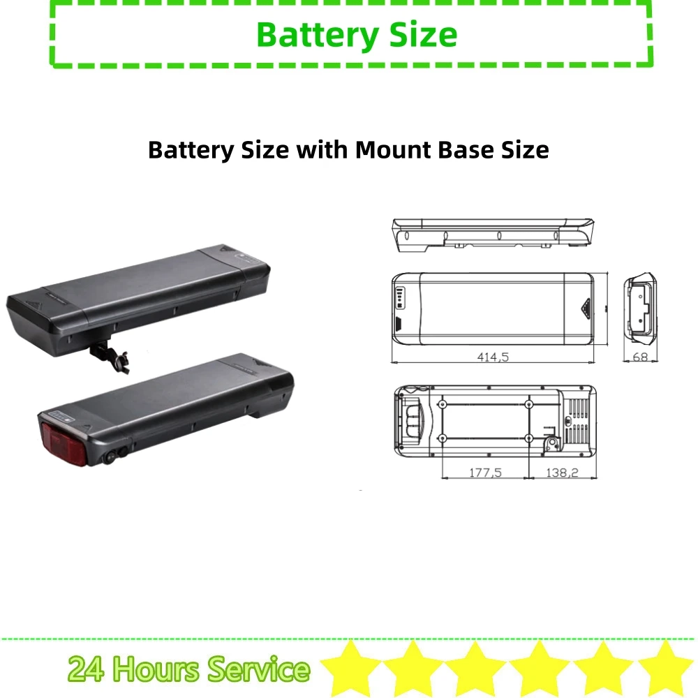 Batteria per bici elettrica Elcykel da 28 pollici 36V 10.4Ah 10Ah 12Ah 14Ah Montaggio portapacchi posteriore per batteria per bici elettrica Elcykel Kayoba E-legance - immagine 5