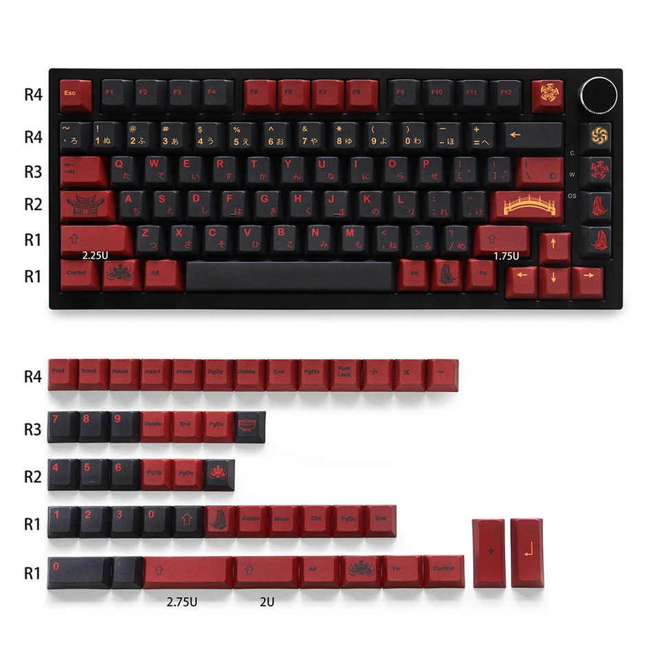 GMK Higanbana Cherry Profile Keycaps PBT 129 Keys Five Side Dye