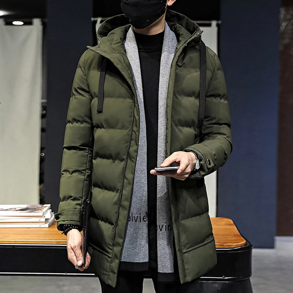 Coat Mens Overcoat Winter L-3XL Long Mens Outwear Puffer Size Slim Fit Trench Warm Full Length Jacket L XL 3XL