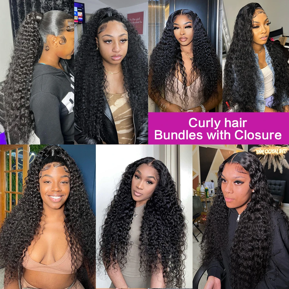 PD 30 32 36 40 Inch Deep Wave Human Hair Bundles Brazilian Remy Unprocessed Weaving Curly Hair Bundles Weave Extensions Deals 6