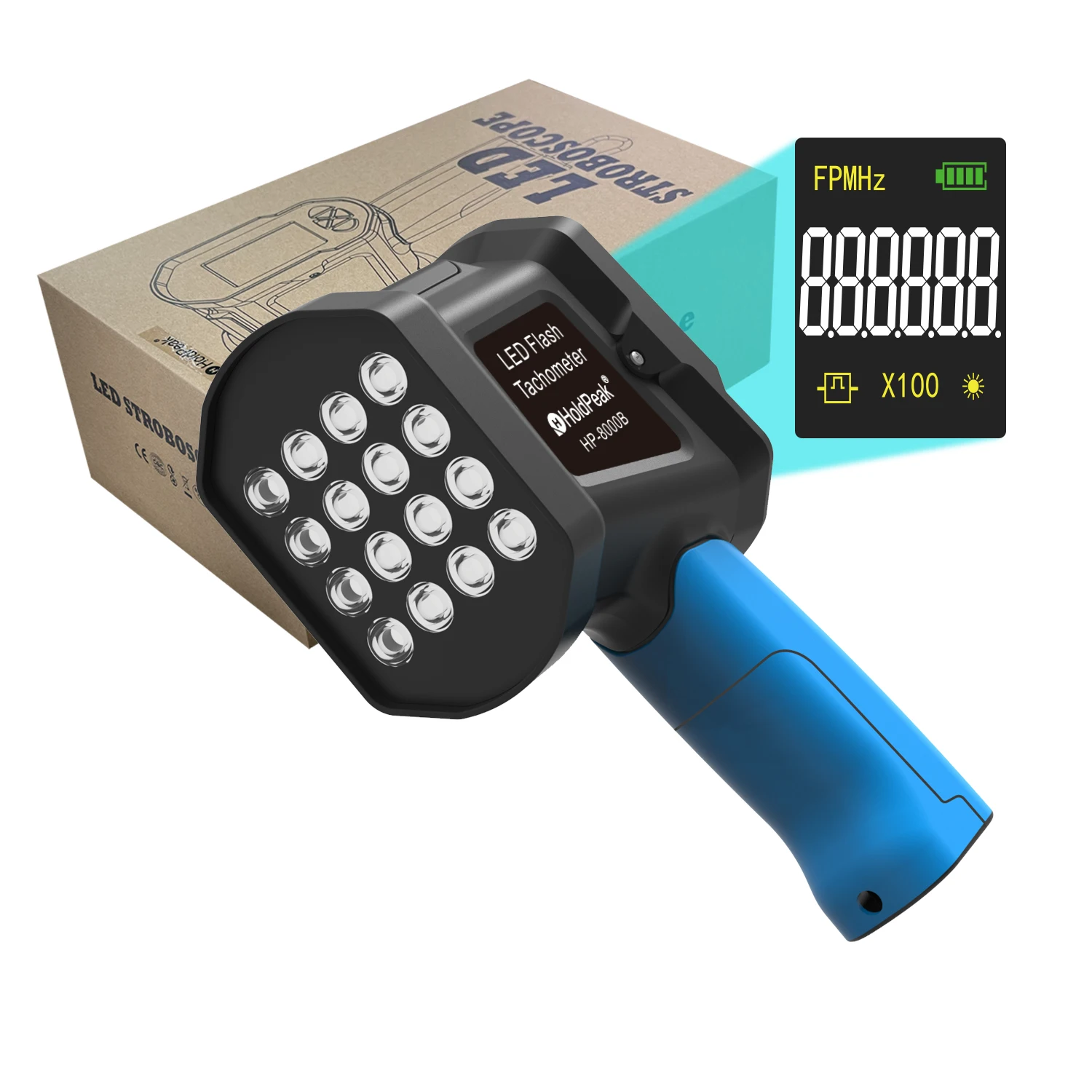 Фото Тахометр вспышки HoldPeak, цифровой тахометр RPM Testo, портативный Спидометр 60 ~ 99999 FPM, для снаряжения, печати, планшетов №2