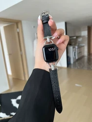 Elegant Leather Loop Luxury Watch Strap - 38mm40mm41mm (Silvery Black)