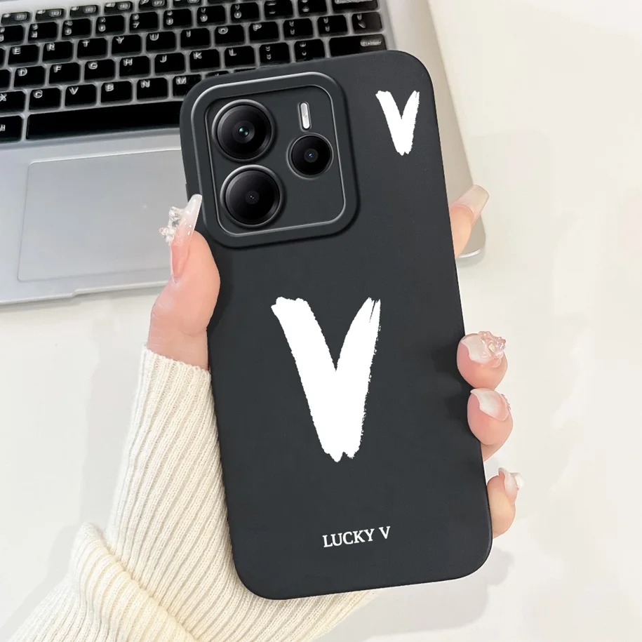 Cute Letters Soft Silicone Phone Case - Global Cover for Xiaomi Redmi Note 14 2025