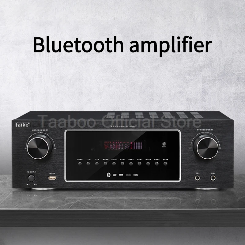 Power Amplifier Bookshelf HiFi Fever Surround Audio Amp USB Bluetooth 5.0 Home Theater High Power Amplifier with Remote Control