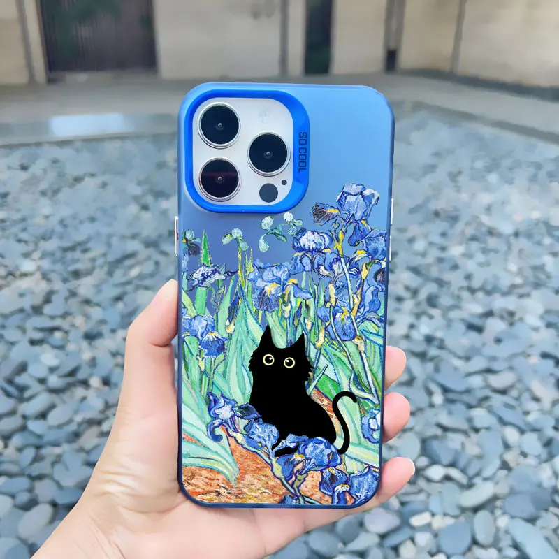 Claude Monet Whimsical Cat Art Shockproof Matte Phone Case with Laser Design