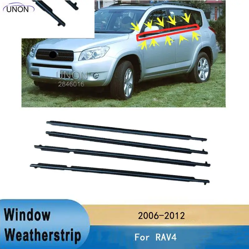 

For Toyota RAV4 2006-2012 (US Version) Window Weatherstrip Outer Glass Sealing Rubber Strips Belt Trim (Check Size before buy)