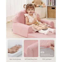 Kids Couch, 2-in-1 Soft Toddler Couch Fold Out, Toddler Chair Comfy, Convertible Sofa to Lounger, Kids Furniture for, Pink Shell 5