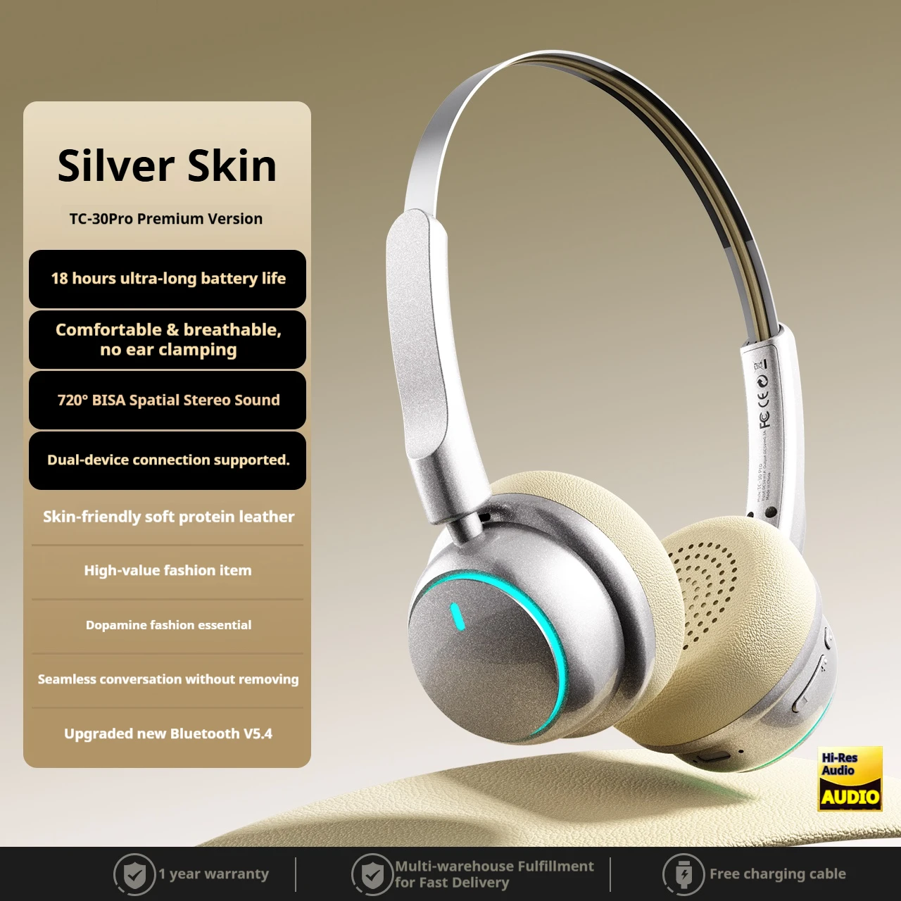 سماعات رأس بلوتوث عازلة للضوضاء انيقة مريحة