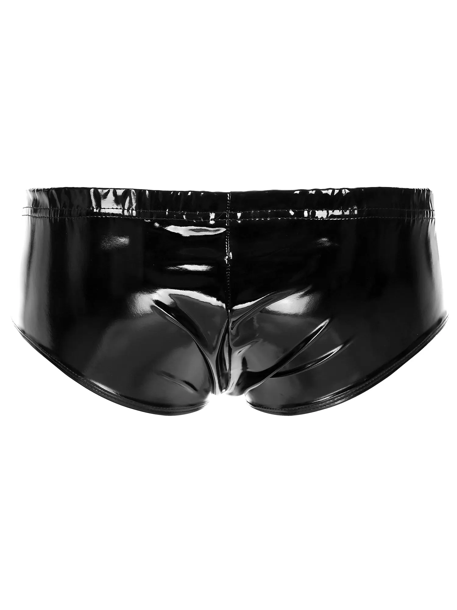 Mens Low Rise Wet Look Patent Leather Briefs Bulge Pouch Elastic Waistband Soild Color Underpants Underwear for Anniversary Gift