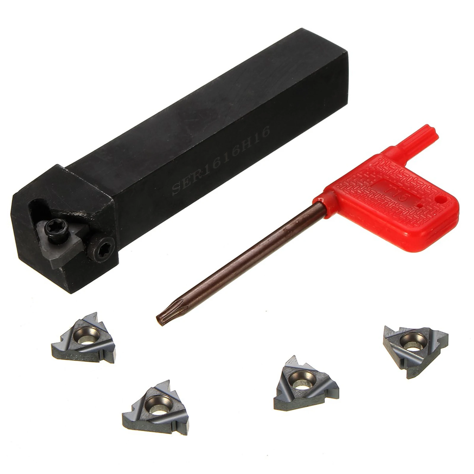 External Threading Turning Tool Holder with 4pcs Indexable Carbide