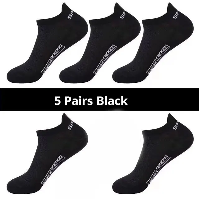 5 Pairs Of Mens Summer Thin Mesh Breathable Mens Polyester Sports Socks