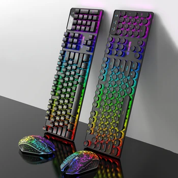 2.4G 무선 키보드 마우스 세트, RGB 백라이트 충전식 키캡, 게임용 키보드 마우스 콤보 키트, PC 게이머 컴퓨터 노트북용
