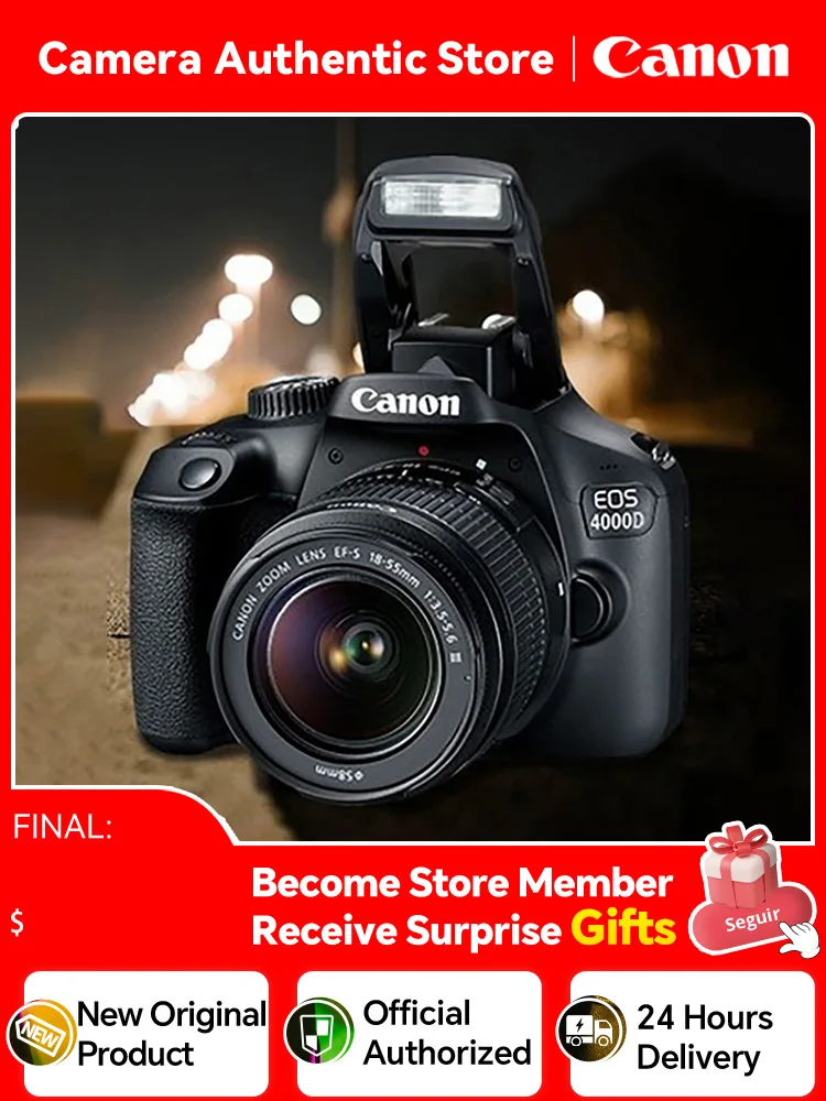 

Canon EOS 4000D APS-C Entry-level DSLR Digital Camera With 18-55 MM F3.5-5.6 III Lens Flip Touch Screen 18 Million Pixels