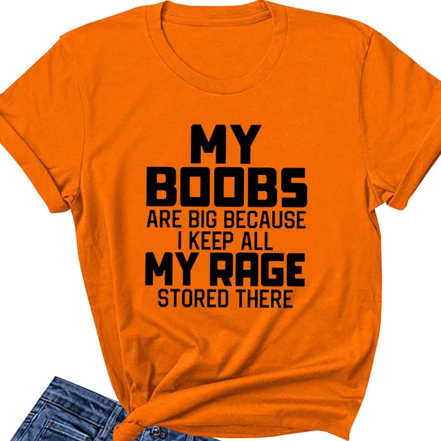 15 color MY BOOBS ARE BIG letter short sleeved women's T loose