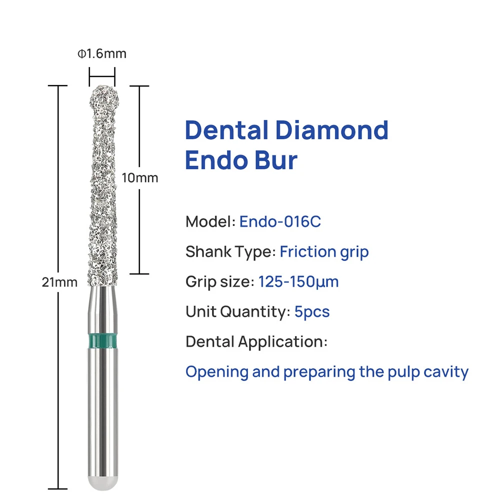 5 Stück/Set Dental-Diamant-Endoburs, Dental-Diamant-Polierer mit Reibungsgriff 1,6mm zum Öffnen und Vorbereiten der Pulpakavität – Detail 8