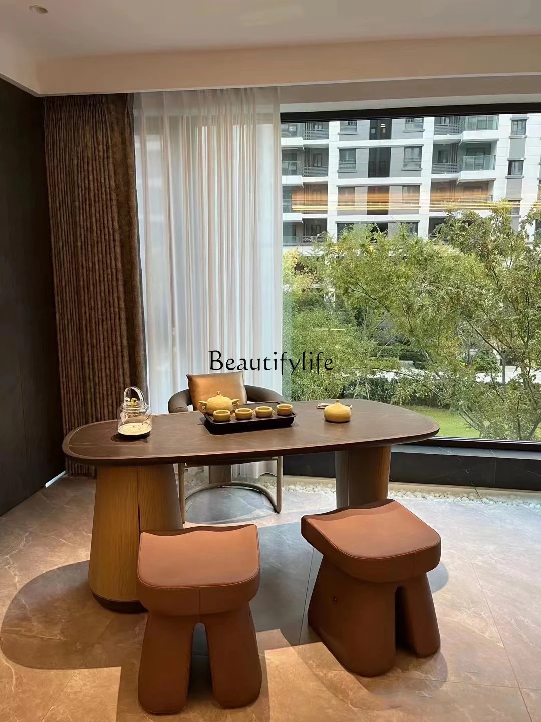 

Household Light Luxury High-End Table-Chair Set Modern Minimalist