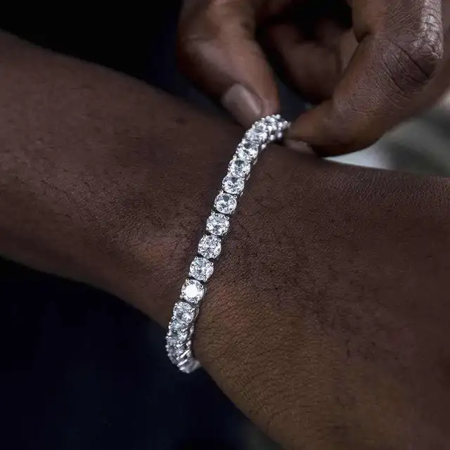 Bracelet de Tennis en cristal de luxe pour hommes, Hip Hop, tendance, Punk, zircone, chaîne de Couple sur la main, bijoux Streetwear