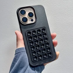Premium Silicone Litchi Texture Shockproof Phone Case with 3D Suction Cup Airbag Protection - iPhone 12 Pro (Black)