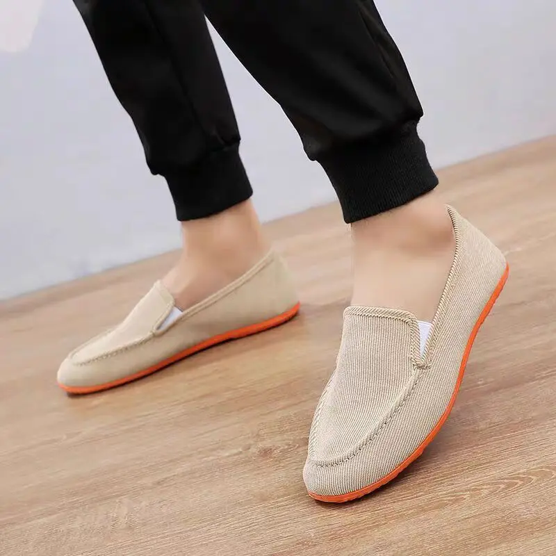 Old Men Breathable Canvas Loafers 2024 Summer Flat Jogging Driving Shoes Man Cheap Sneakers Plus Size Brand Vintage Casual Shoes