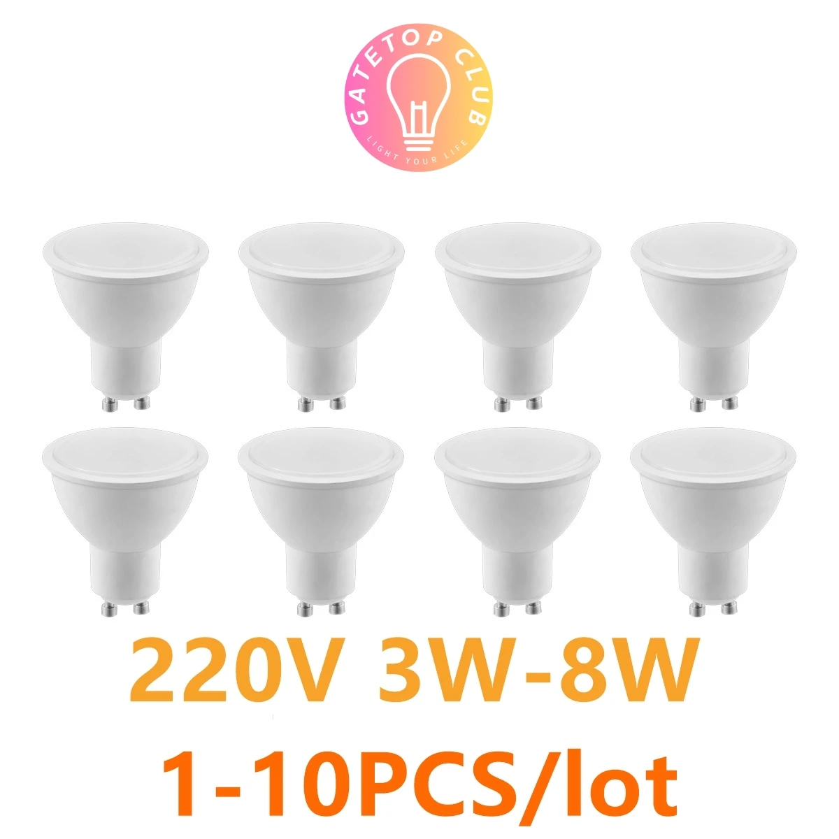 

1-10PCS Super Bright GU10 3W 5W 6W 7W 8W LED Bulb Lamp 220-240V spotlight Warm White Cold White Natural light led light for Home