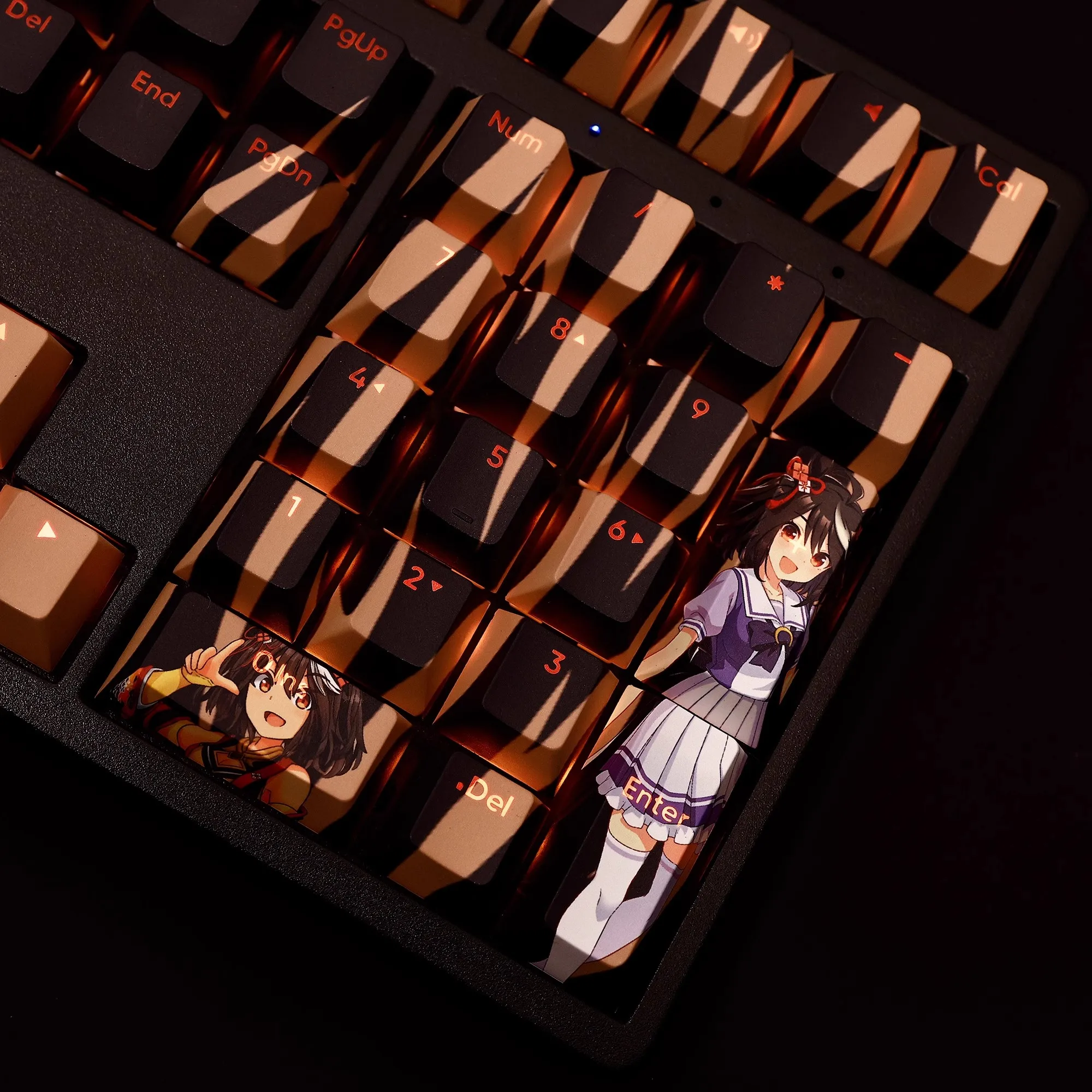 Anime Gaming Keycaps Grupo Pretty Derby Kitasan Preto Pbt Tintura Subbed Backlit Ansi 61 87 104 108 Chaves - Imagem 6