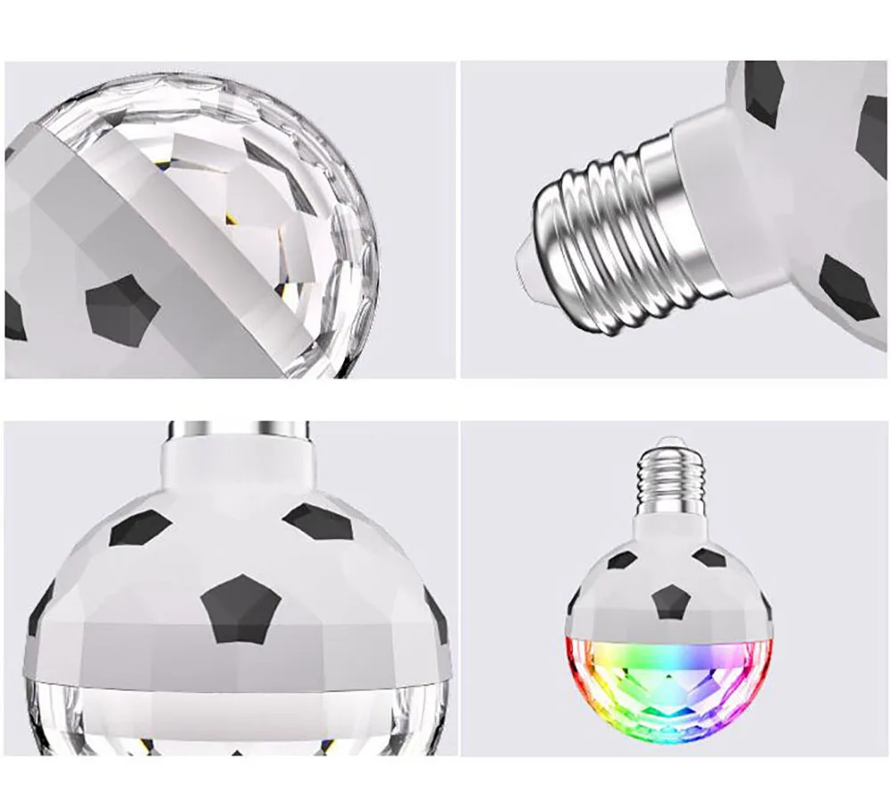 E27 LED RGB 6W 볼 라이트 회전 마법의 프로젝션 램프 파티 DJ 디스코 볼 라이트, 홈 파티 KTV 바 무대 웨딩 라이트