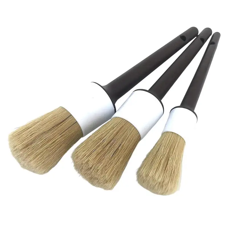 

Detailing Brush Set 3pcs Multi-Purpose Boars Bristles Auto Interior Cleaning Brush Ultra Soft Detail Brushes For Interior