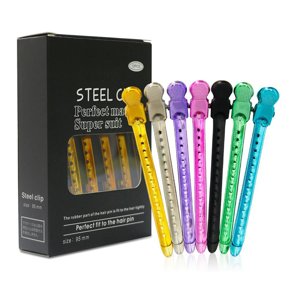 12Pc/Box Aluminum Hairpin Duckbill Hairpin Hairdressing Clip Hair Fixed Hairclips Salon Home Stlying Tool