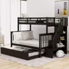 Twin Over Full Bunk Bed with Twin Size Trundle,Wooden Bunk Bed with Stairway,Storage and Guard Rail for Kids, Bunk Children Bed 2
