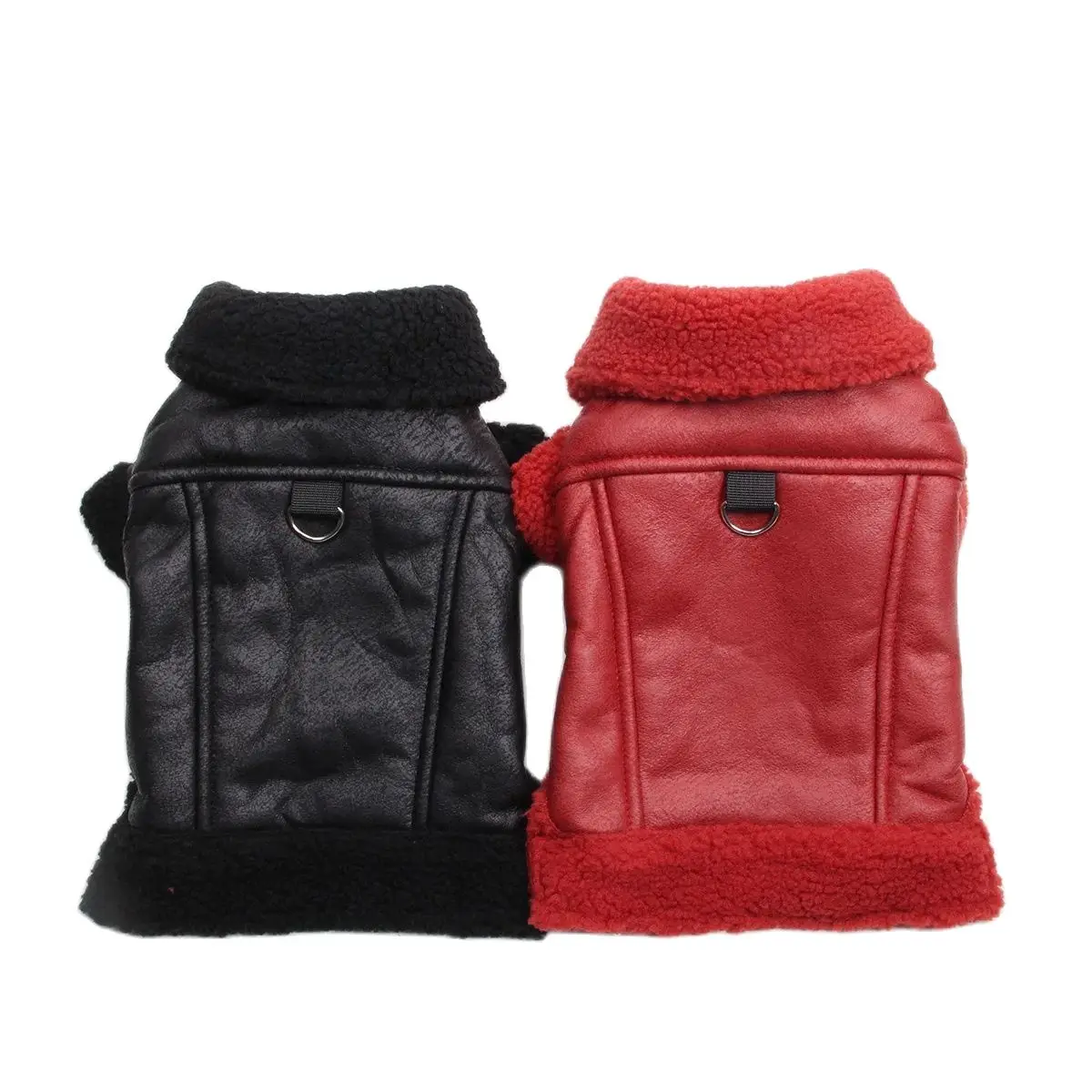 Winter Dog Coat Faux Leather Fleece Warm Pet Puppy Warm Clothing Apparel Outfit