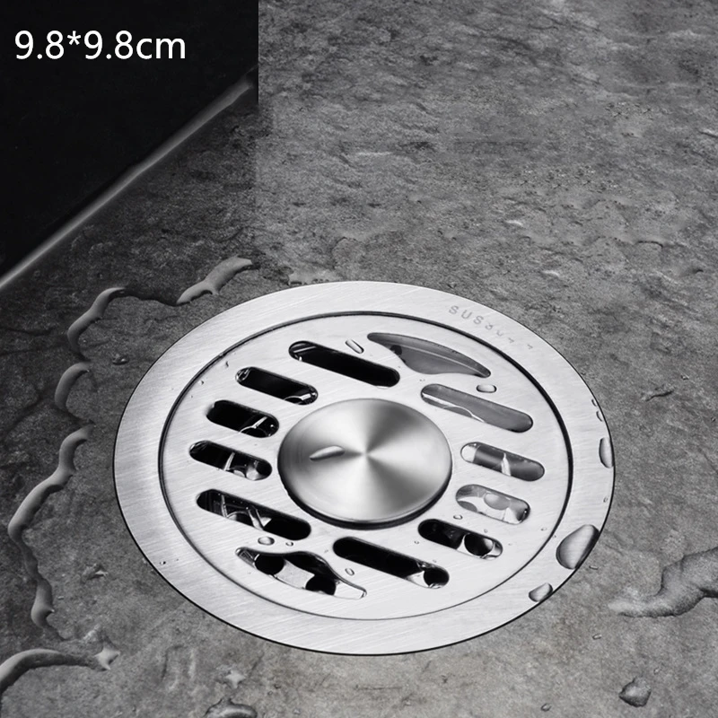

1PC 304 Stainless Steel Floor Drain 9.8cm Round Bathroom Balcony Washing Machine Waste Drain