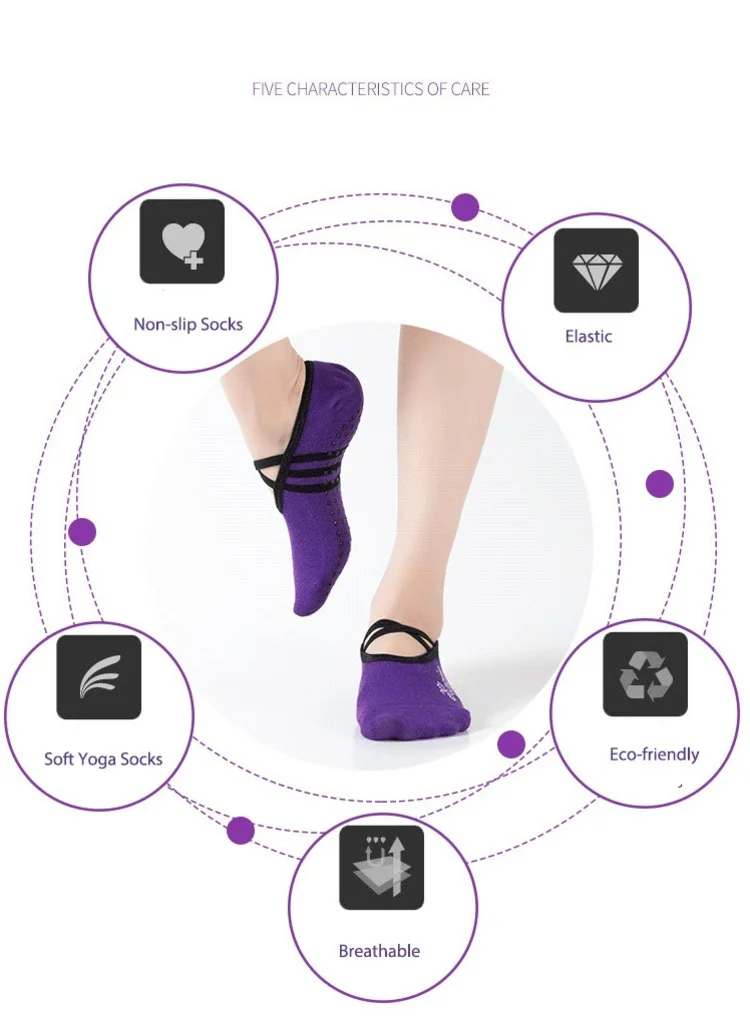 Yoga Socks Socks Sport Women Non-slip Grips&Straps for Ballet Pilates Fitness Gym Sports Bandage Dance Socks 1 Se977a00704e14df689a15254e664c1749