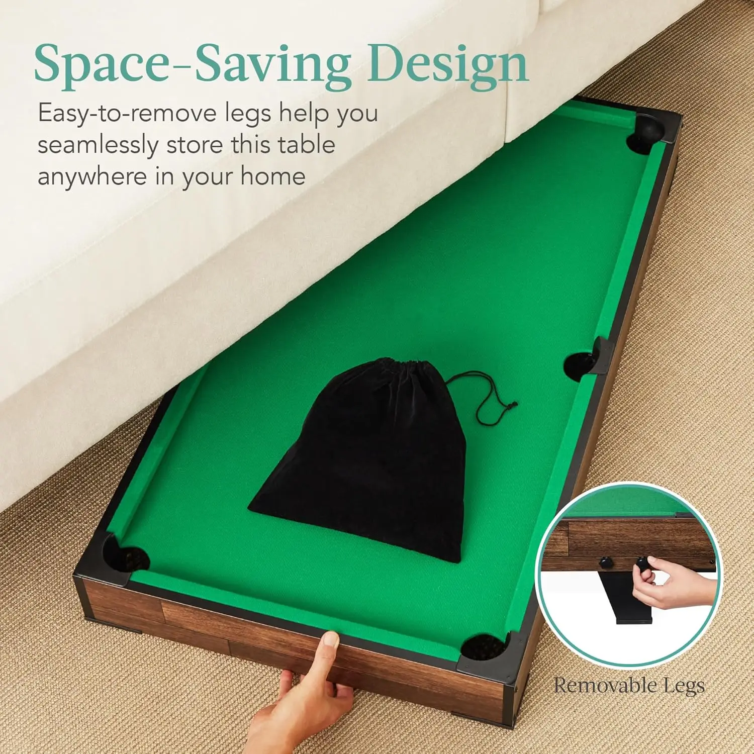 40in Tabletop Billiard Table, Pool Arcade Game Table for Living Room Play Room, Game Room W/ 2 Cue Sticks, Ball Set Storage Bag